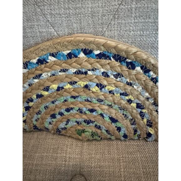 Anthropologie ANTIK KRAFT Chindi Moon Multi Woven Straw Clutch Bag Tassels - Picture 3 of 7